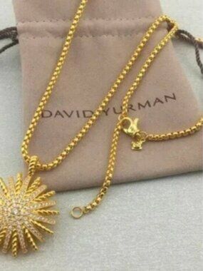 David Yurman Gold Sunburst Pendant Necklace